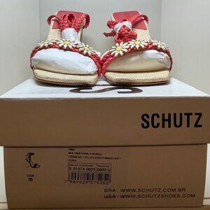 Schutz Hina Floral Mid Heel Sandal